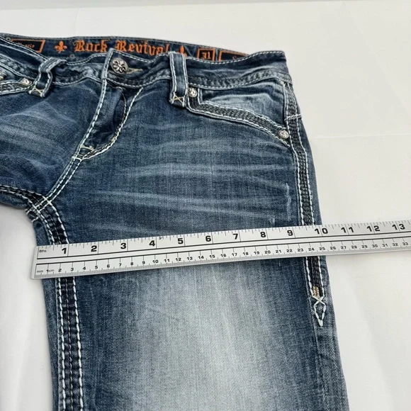 Rock Revival Eustis Capri  Embellished Jeans Thick Stitching 31W X 20.5L - Picture 12 of 16